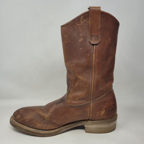VTG Red Wing Boots 8B Pecos Western Brown Leather Safety Toe Work Nailseat 2265 - Picture 7 of 15